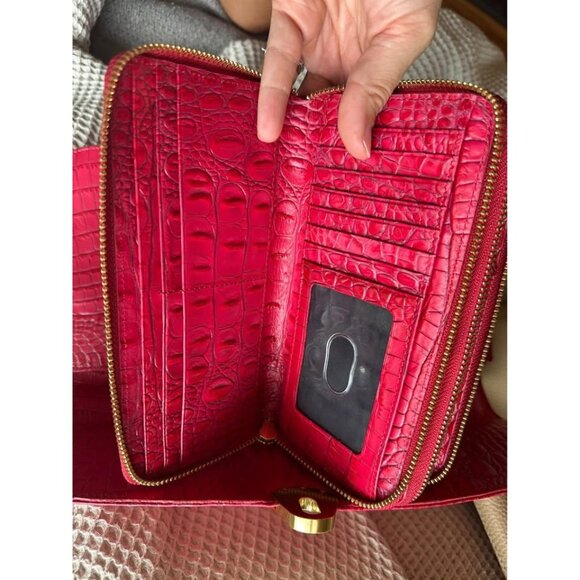 Brahmin Amata Red Croc Embossed Leather Handbag & Wallet. See ALL Photos! - Picture 6 of 10